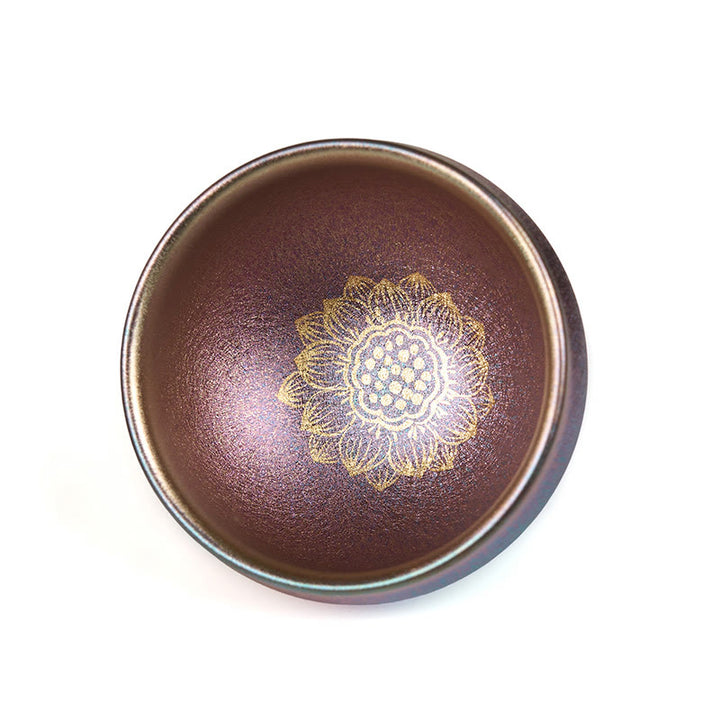 Buddha Stones ręcznie chiński Jianzhan Złoty Kwiat Lotosu Ceramiczny Filiżanka do herbaty Kung Fu 150 ml - image 8