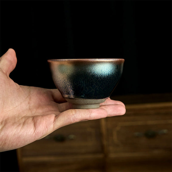 Buddha Stones ręcznie robione chińskie Jianzhan Lotus Blue Ceramic Teacup Kung Fu Tea Cup 150ml - image 6