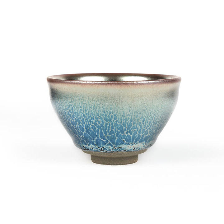 Buddha Stones ręcznie robione chińskie Jianzhan Lotus Blue Ceramic Teacup Kung Fu Tea Cup 150ml - image 9