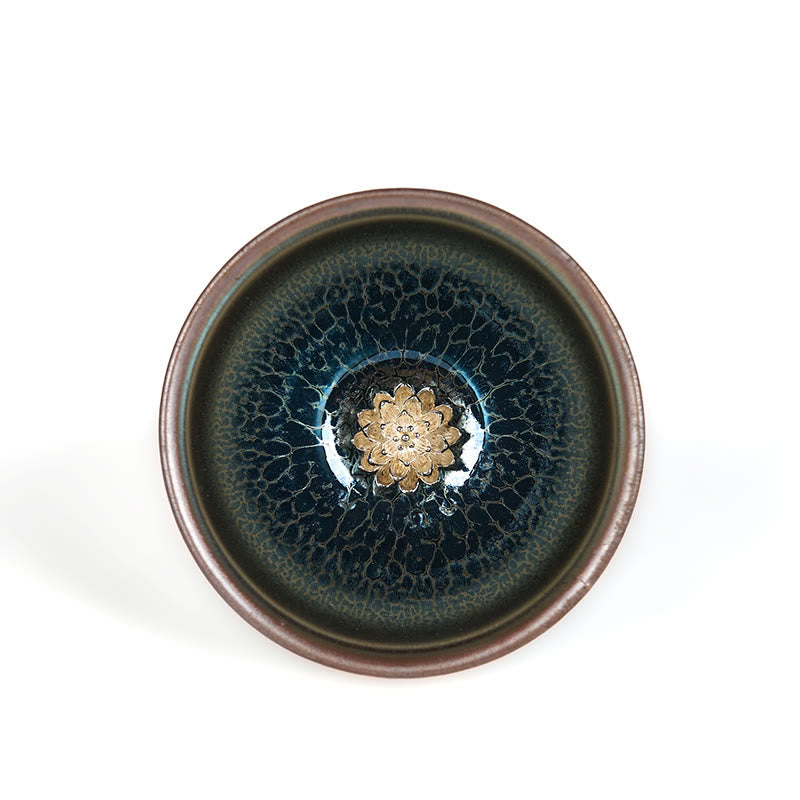 Buddha Stones ręcznie robione chińskie Jianzhan Lotus Blue Ceramic Teacup Kung Fu Tea Cup 150ml - image 7