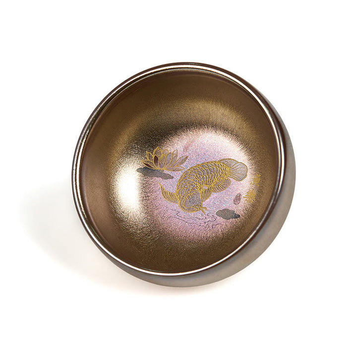 Buddha Stones ręcznie robione chińskie Jianzhan Koi Fish Lotus Leaf Ceramiczny kubek do herbaty Kung Fu 150ml - image 7