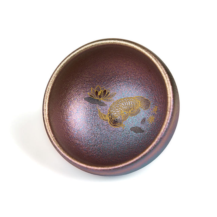 Buddha Stones ręcznie robione chińskie Jianzhan Koi Fish Lotus Leaf Ceramiczny kubek do herbaty Kung Fu 150ml - image 26