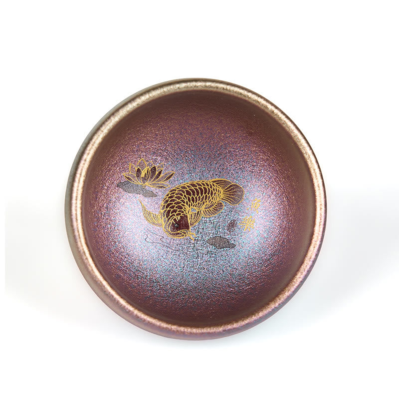 Buddha Stones ręcznie robione chińskie Jianzhan Koi Fish Lotus Leaf Ceramiczny kubek do herbaty Kung Fu 150ml - image 25