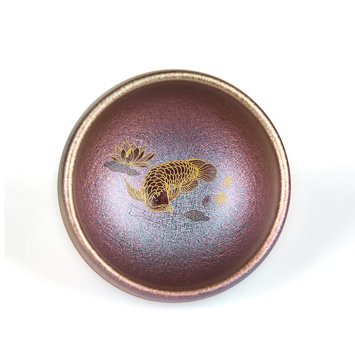 Buddha Stones ręcznie robione chińskie Jianzhan Koi Fish Lotus Leaf Ceramiczny kubek do herbaty Kung Fu 150ml - image 25