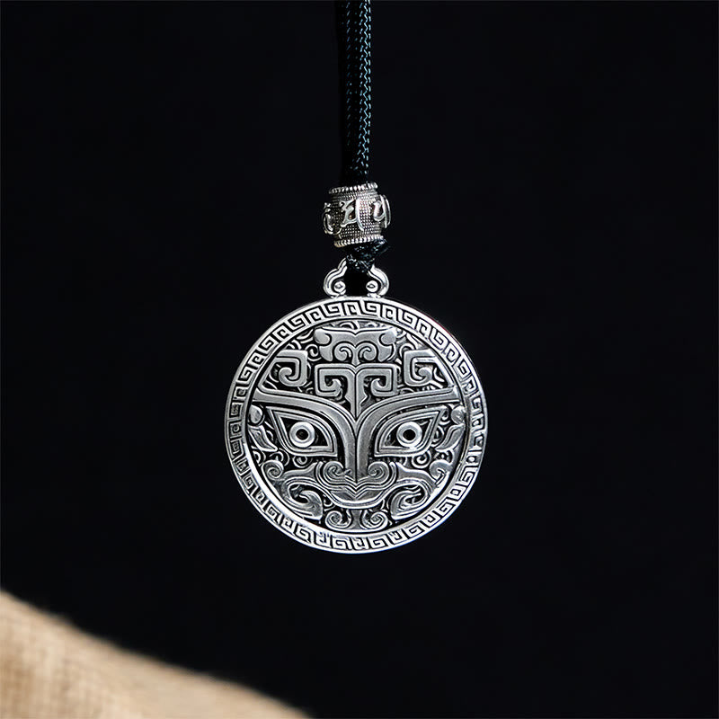 Naszyjnik z Buddha Stones Taotie Om Mani Padme Hum z miedzianym srebrem, z wisiorkiem i symbolem bogactwa - image 2