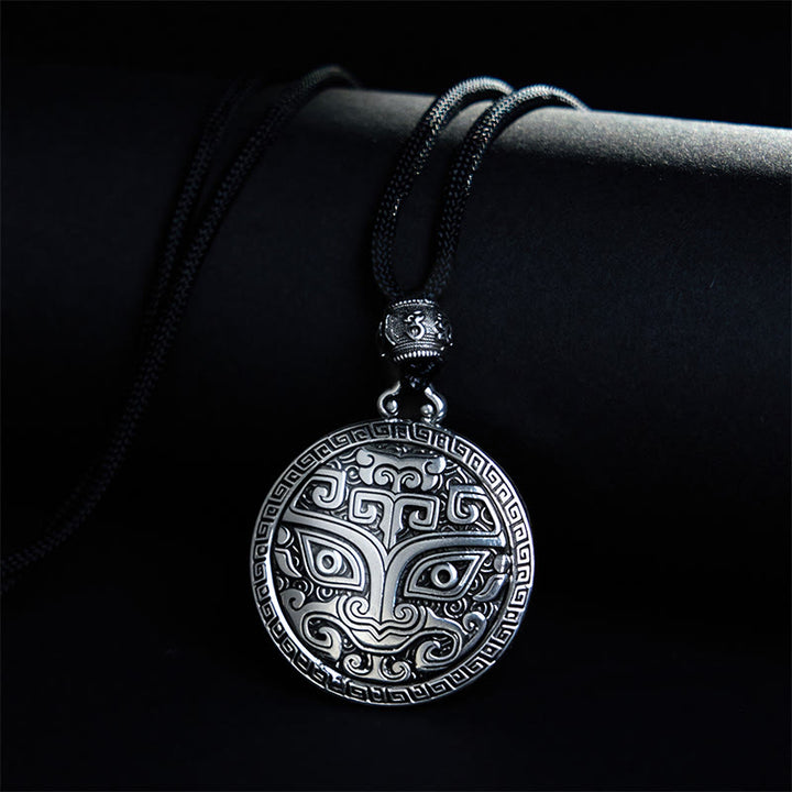 Naszyjnik z Buddha Stones Taotie Om Mani Padme Hum z miedzianym srebrem, z wisiorkiem i symbolem bogactwa - Miedź (Bogactwo ♥ Szczęście) - image 1