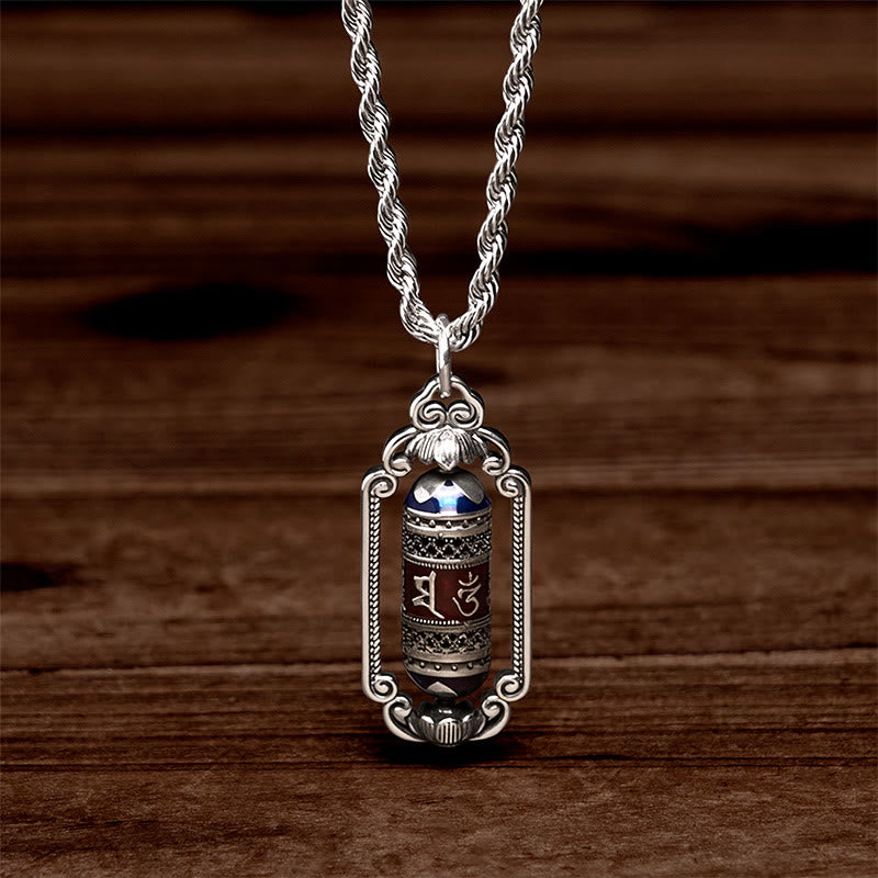 Wisiorek szczęścia z Buddha Stones w stylu vintage, z kołem modlitewnym Om Mani Padme Hum i miedzianym kółkiem modlitewnym - image 3