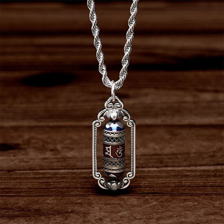 Wisiorek szczęścia z Buddha Stones w stylu vintage, z kołem modlitewnym Om Mani Padme Hum i miedzianym kółkiem modlitewnym - image 3