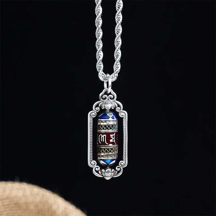 Wisiorek szczęścia z Buddha Stones w stylu vintage, z kołem modlitewnym Om Mani Padme Hum i miedzianym kółkiem modlitewnym - image 2