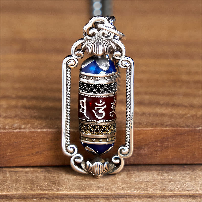 Wisiorek szczęścia z Buddha Stones w stylu vintage, z kołem modlitewnym Om Mani Padme Hum i miedzianym kółkiem modlitewnym - image 11