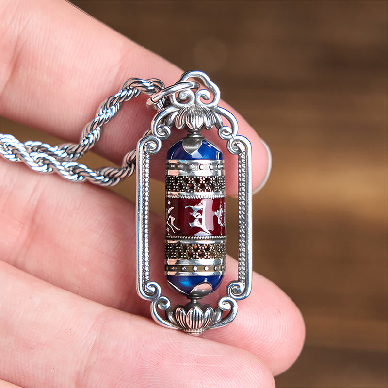 Wisiorek szczęścia z Buddha Stones w stylu vintage, z kołem modlitewnym Om Mani Padme Hum i miedzianym kółkiem modlitewnym - image 12