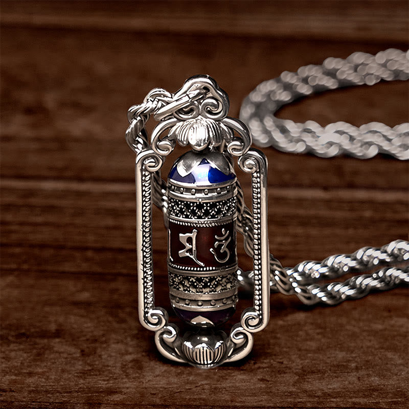 Wisiorek szczęścia z Buddha Stones w stylu vintage, z kołem modlitewnym Om Mani Padme Hum i miedzianym kółkiem modlitewnym - image 13