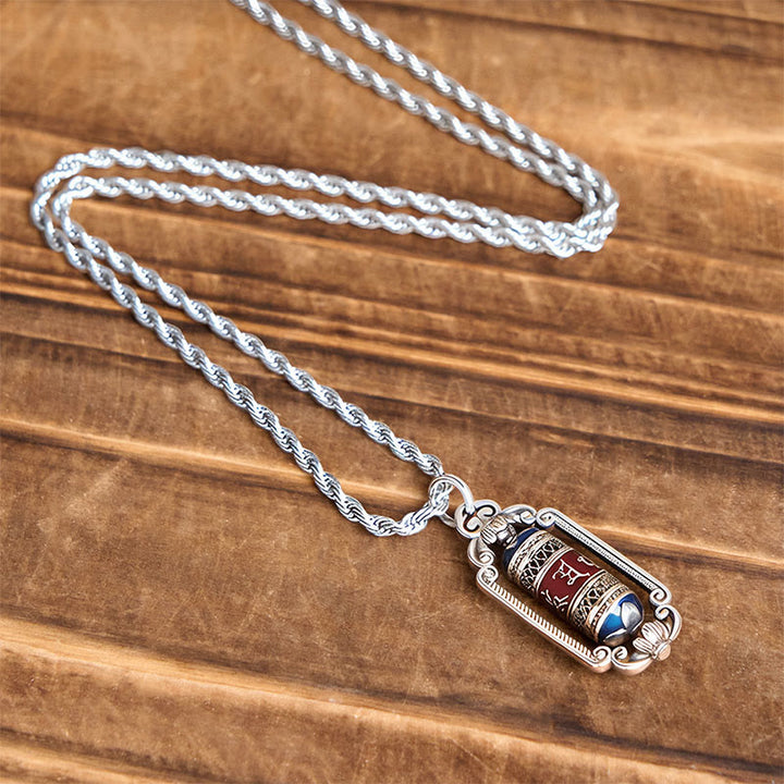 Wisiorek szczęścia z Buddha Stones w stylu vintage, z kołem modlitewnym Om Mani Padme Hum i miedzianym kółkiem modlitewnym - image 8