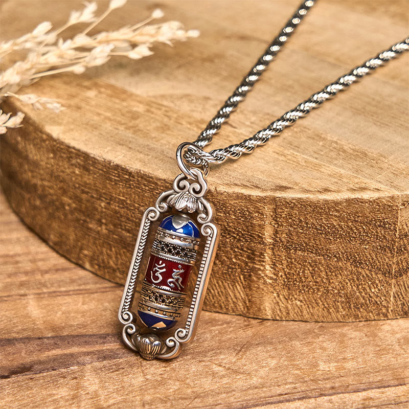 Wisiorek szczęścia z Buddha Stones w stylu vintage, z kołem modlitewnym Om Mani Padme Hum i miedzianym kółkiem modlitewnym - image 9