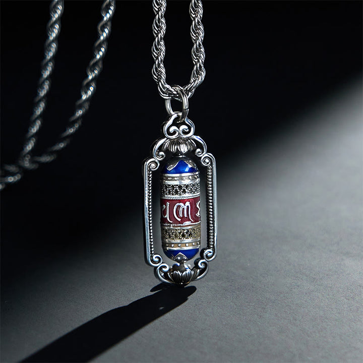 Wisiorek szczęścia z Buddha Stones w stylu vintage, z kołem modlitewnym Om Mani Padme Hum i miedzianym kółkiem modlitewnym - Miedź (Bogactwo ♥ Szczęście) - image 1