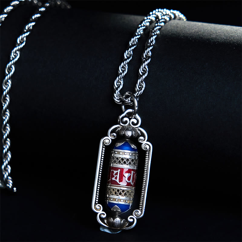 Wisiorek szczęścia z Buddha Stones w stylu vintage, z kołem modlitewnym Om Mani Padme Hum i miedzianym kółkiem modlitewnym - image 4