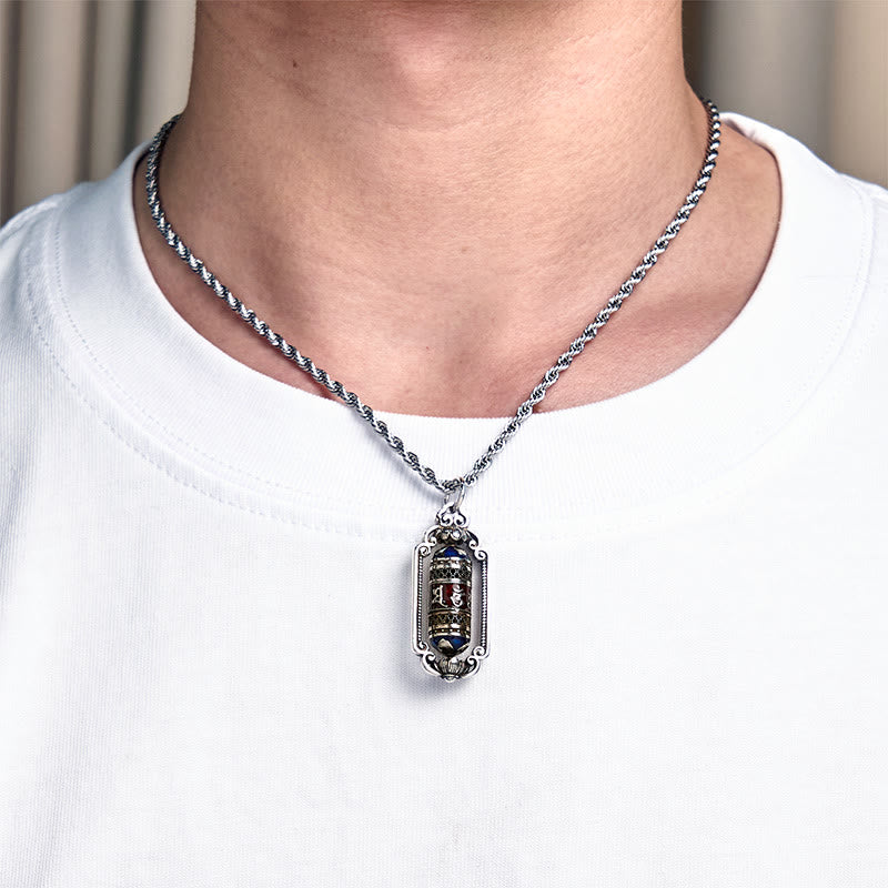 Wisiorek szczęścia z Buddha Stones w stylu vintage, z kołem modlitewnym Om Mani Padme Hum i miedzianym kółkiem modlitewnym - image 14