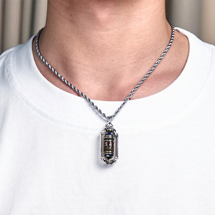 Wisiorek szczęścia z Buddha Stones w stylu vintage, z kołem modlitewnym Om Mani Padme Hum i miedzianym kółkiem modlitewnym - image 14