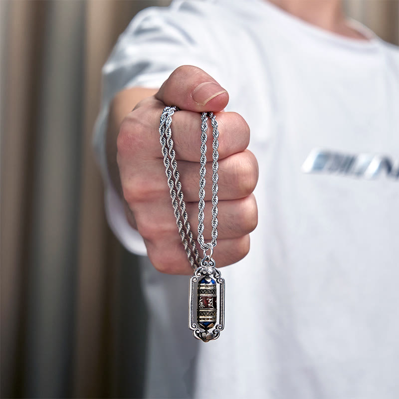 Wisiorek szczęścia z Buddha Stones w stylu vintage, z kołem modlitewnym Om Mani Padme Hum i miedzianym kółkiem modlitewnym - image 15