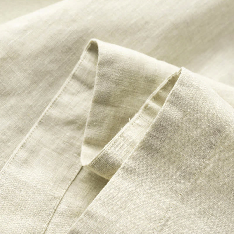 Buddha Stones Jednokolorowe Spodnie Capri o długości 7-8, skrócone, bawełniane, lniane, damskie, szerokie, z kieszeniami - image 26