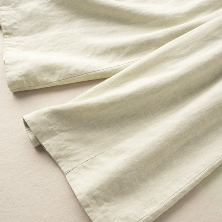 Buddha Stones Jednokolorowe Spodnie Capri o długości 7-8, skrócone, bawełniane, lniane, damskie, szerokie, z kieszeniami - image 25