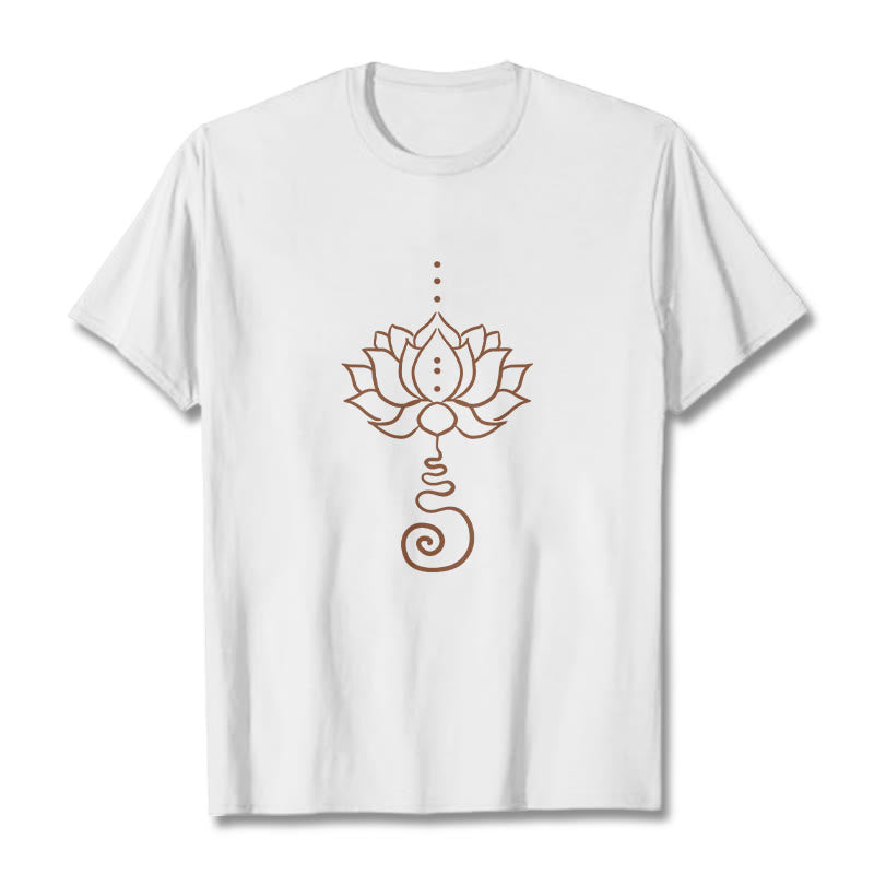 Koszulka z bawełny z motywem lotosu i kamieniami Buddha Stones - Biały - 2XL - image 1
