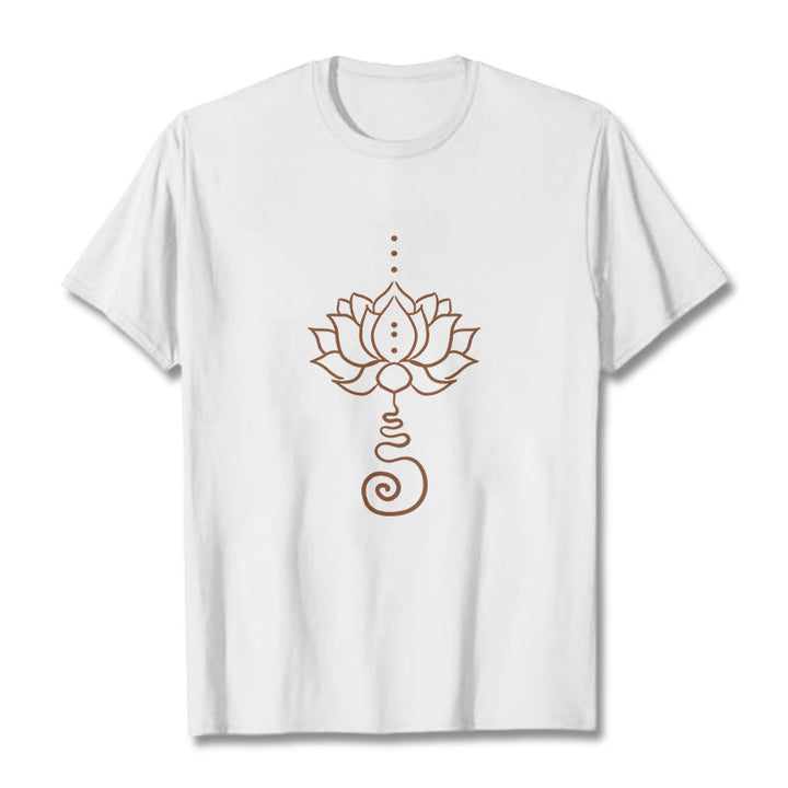 Koszulka z bawełny z motywem lotosu i kamieniami Buddha Stones - Biały - 2XL - image 1