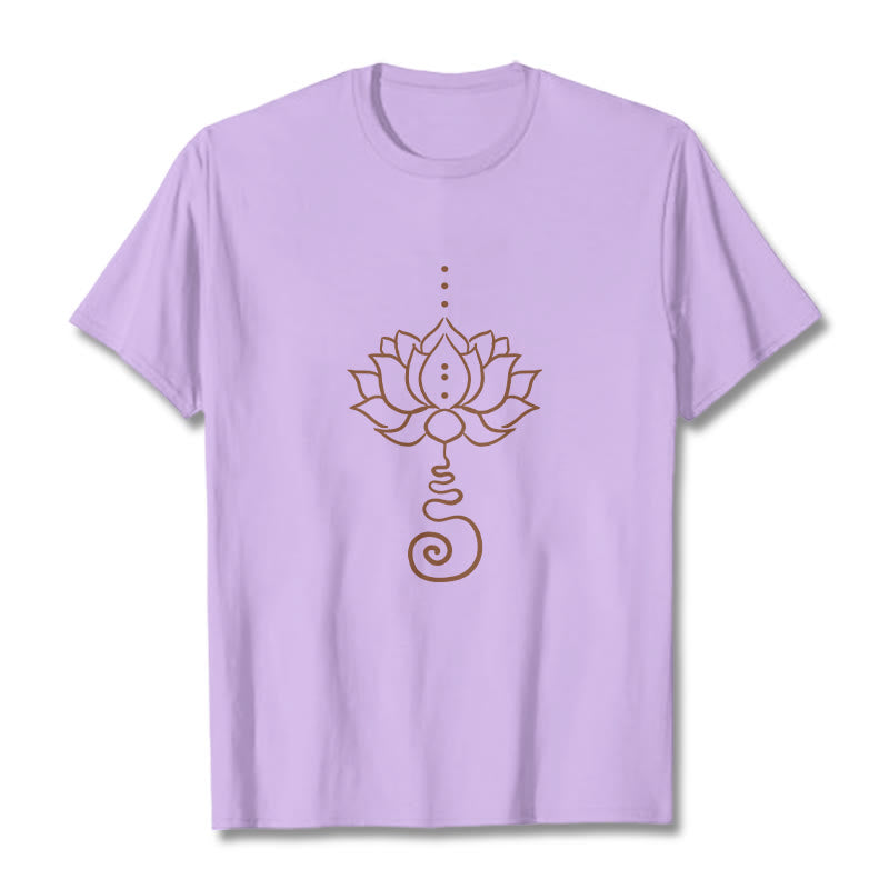 Koszulka z bawełny z motywem lotosu i kamieniami Buddha Stones - Śliwka - 2XL - image 17