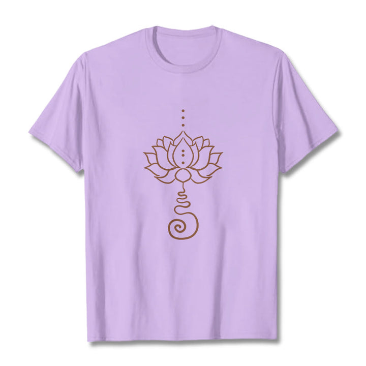 Koszulka z bawełny z motywem lotosu i kamieniami Buddha Stones - Śliwka - 2XL - image 17