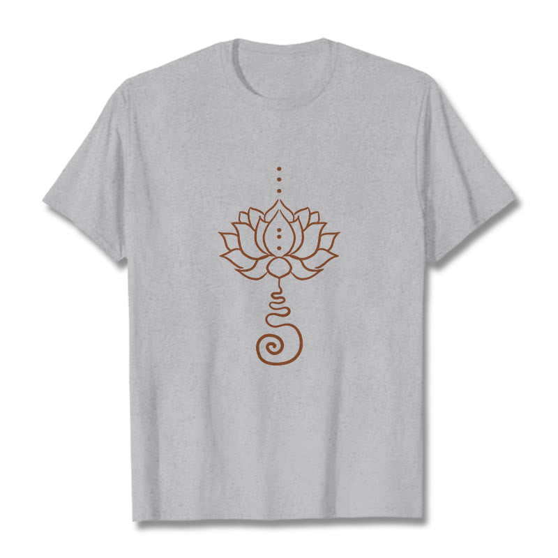 Koszulka z bawełny z motywem lotosu i kamieniami Buddha Stones - Jasnoszary - 2XL - image 20