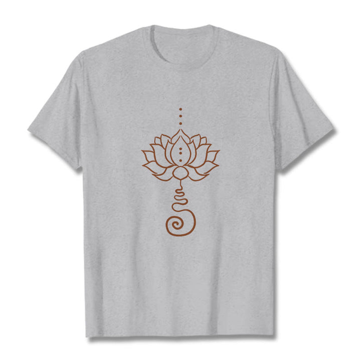 Koszulka z bawełny z motywem lotosu i kamieniami Buddha Stones - Jasnoszary - 2XL - image 20