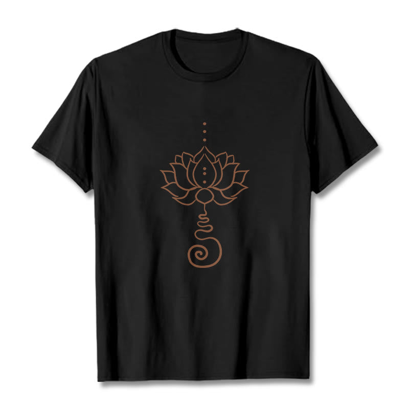 Koszulka z bawełny z motywem lotosu i kamieniami Buddha Stones - Czarny - 2XL - image 5
