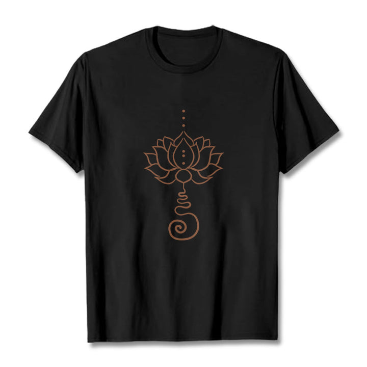 Koszulka z bawełny z motywem lotosu i kamieniami Buddha Stones - Czarny - 2XL - image 5
