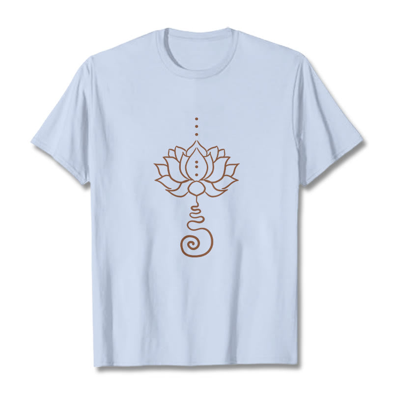 Koszulka z bawełny z motywem lotosu i kamieniami Buddha Stones - Jasnoniebieski - 2XL - image 19