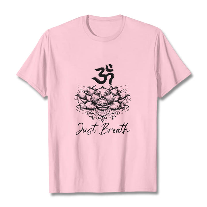Koszulka z bawełny z motywem kwiatów lotosu i symbolem Om w Buddha Stones - Jasnoróżowy - 2XL - image 13
