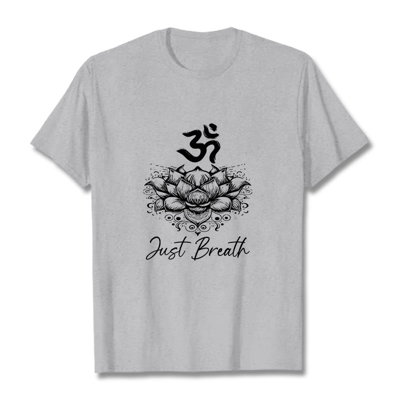 Koszulka z bawełny z motywem kwiatów lotosu i symbolem Om w Buddha Stones - Jasnoszary - 2XL - image 20