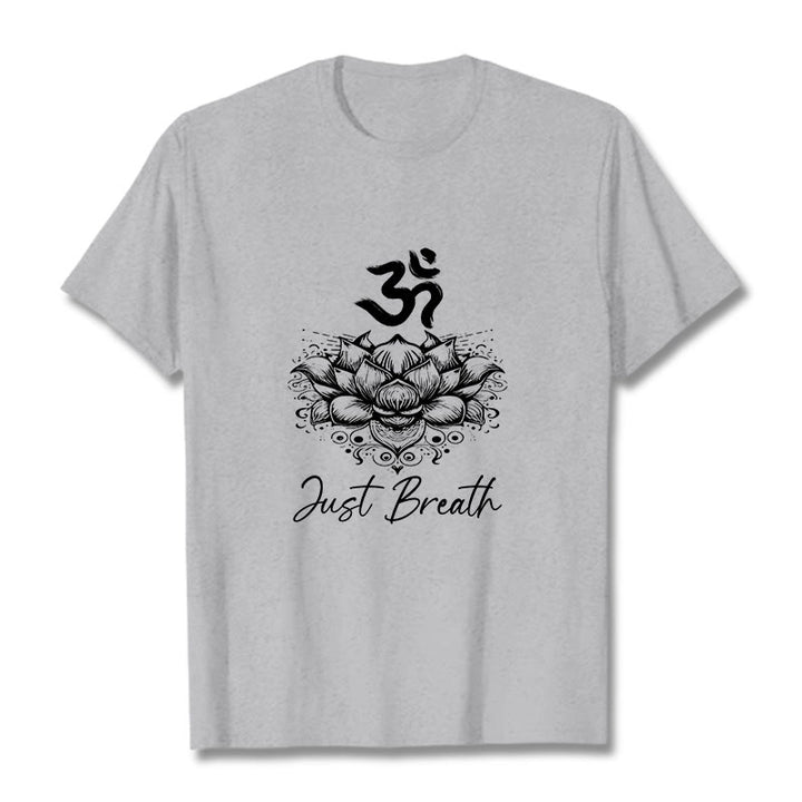 Koszulka z bawełny z motywem kwiatów lotosu i symbolem Om w Buddha Stones - Jasnoszary - 2XL - image 20