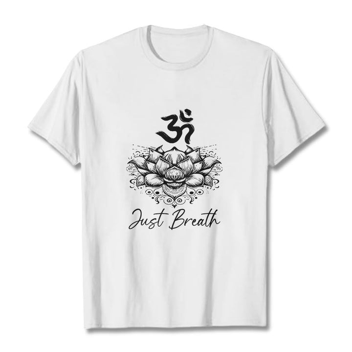 Koszulka z bawełny z motywem kwiatów lotosu i symbolem Om w Buddha Stones - Biały - 2XL - image 8