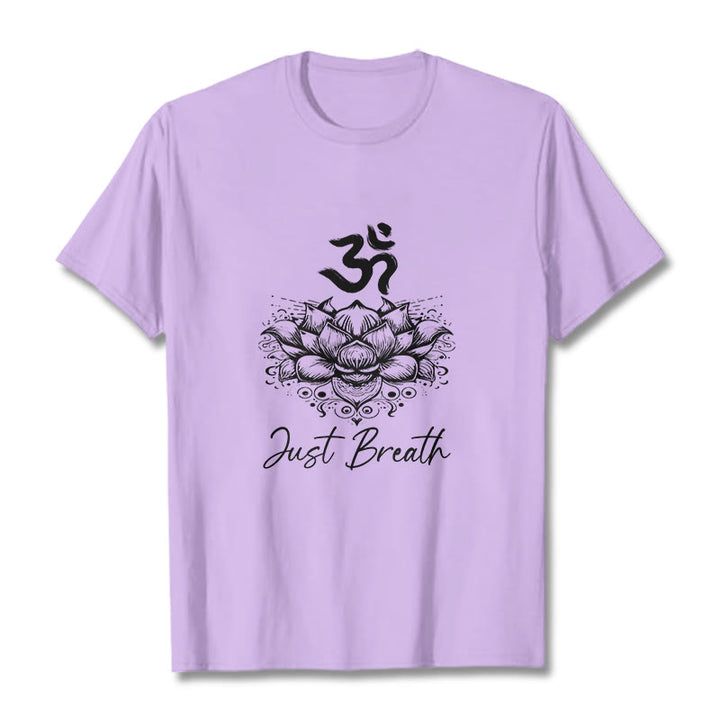 Koszulka z bawełny z motywem kwiatów lotosu i symbolem Om w Buddha Stones - Śliwka - 2XL - image 17