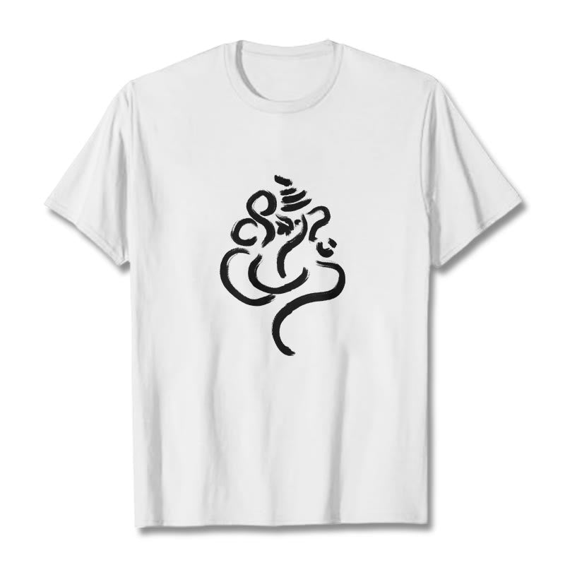 Koszulka z bawełny z motywem kamieni Buddha Stones i Ganeshy - Biały - 2XL - image 5