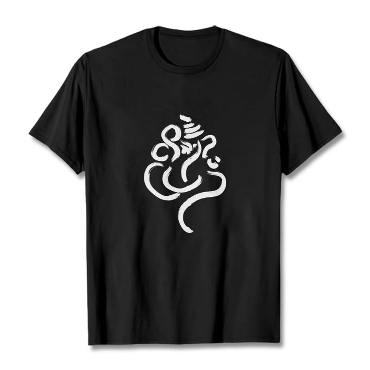 Koszulka z bawełny z motywem kamieni Buddha Stones i Ganeshy - Czarny - 2XL - image 0