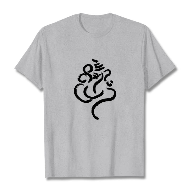 Koszulka z bawełny z motywem kamieni Buddha Stones i Ganeshy - Jasnoszary - 2XL - image 19