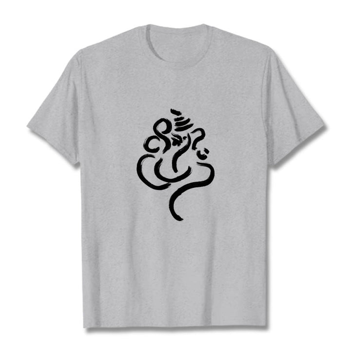 Koszulka z bawełny z motywem kamieni Buddha Stones i Ganeshy - Jasnoszary - 2XL - image 19