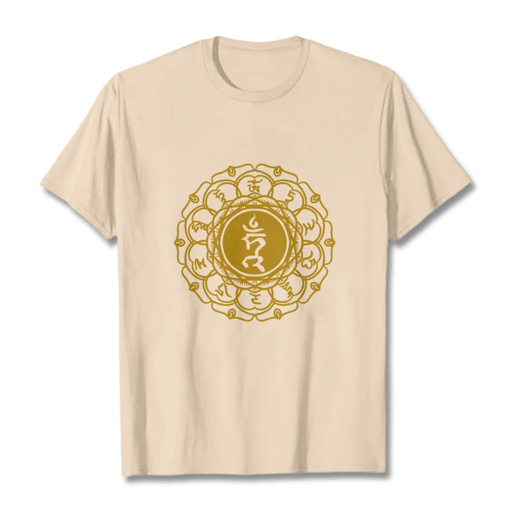 Koszulka z bawełny z motywem symbolu szumu i kamieni Buddha Stones , wzór Vishuddha - For - 2XL - image 9