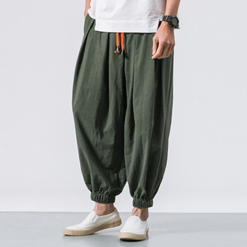 Spodnie sportowe męskie z bawełny w jednolitym kolorze, ściągane sznurkiem i kieszeniami, Buddha Stones Casual Sports - image 18