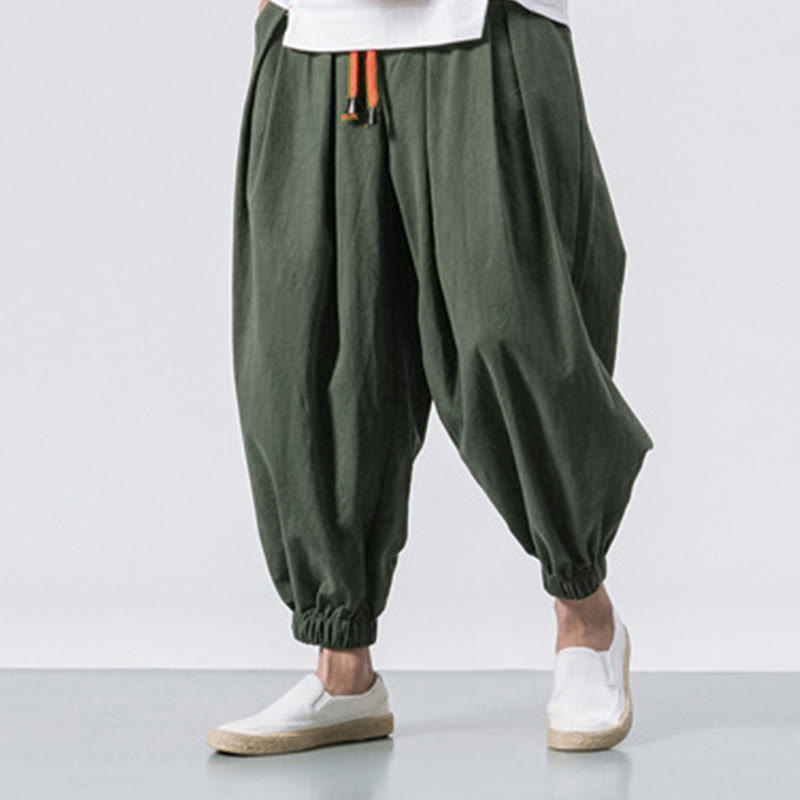 Spodnie sportowe męskie z bawełny w jednolitym kolorze, ściągane sznurkiem i kieszeniami, Buddha Stones Casual Sports - image 17