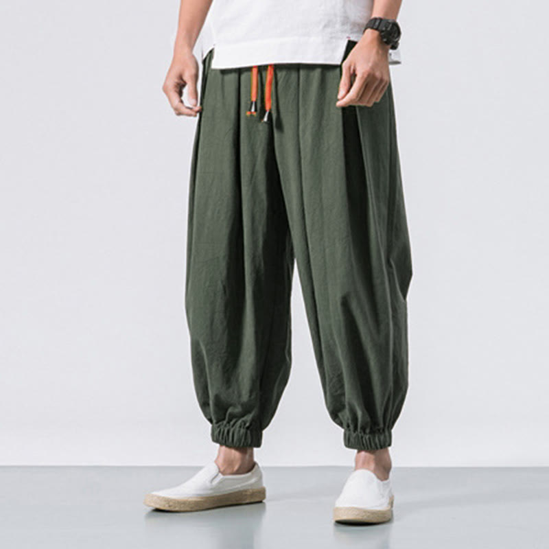 Spodnie sportowe męskie z bawełny w jednolitym kolorze, ściągane sznurkiem i kieszeniami, Buddha Stones Casual Sports - image 25