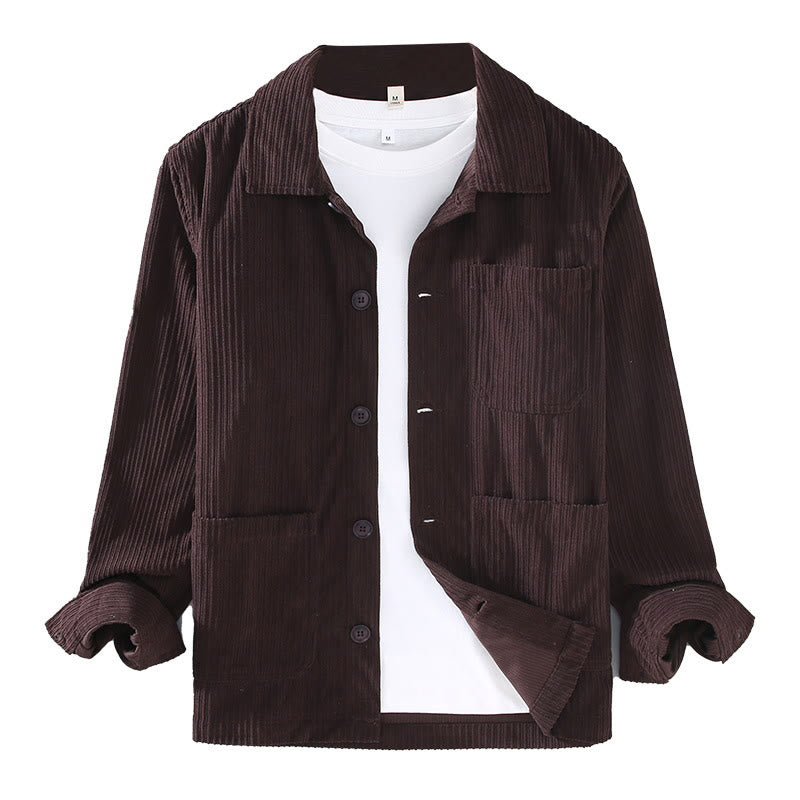 Kurtka męska z długim rękawem i kieszeniami, z motywem jesiennych Buddha Stones , zapinana na guziki - image 9