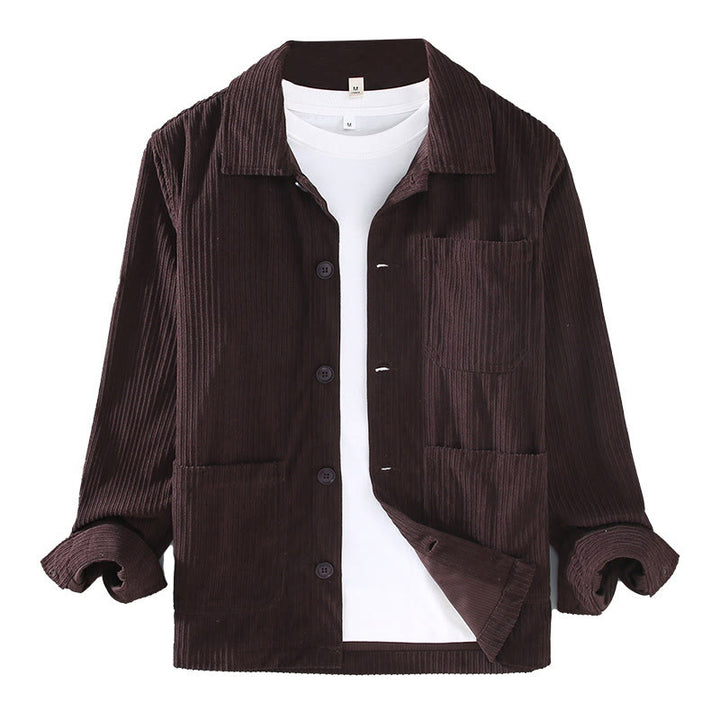 Kurtka męska z długim rękawem i kieszeniami, z motywem jesiennych Buddha Stones , zapinana na guziki - image 9