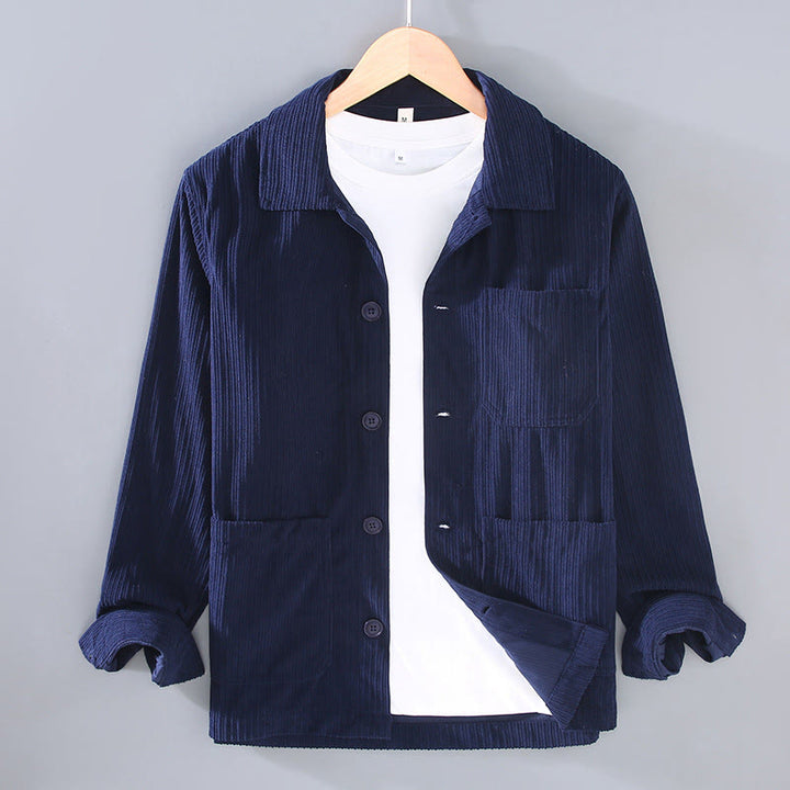 Kurtka męska z długim rękawem i kieszeniami, z motywem jesiennych Buddha Stones , zapinana na guziki - MidnightBlue - US/UK/AU42， EU52 (3XL) - image 6